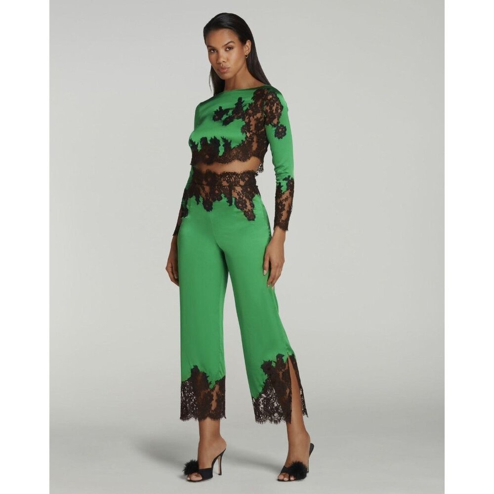 Agent Provocateur Trishya Emerald Green Silk Pajama Set NWT $1745